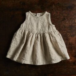 Aspen Baby & Kids Dress - Linen - Natural -Mama Owl MAMAOWL SISKEN ASPEN DRESS NATURAL 004