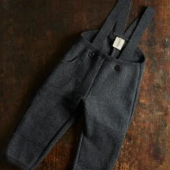 Baby & Kids Pocket Dungarees - Boiled Merino Wool - Anthracite