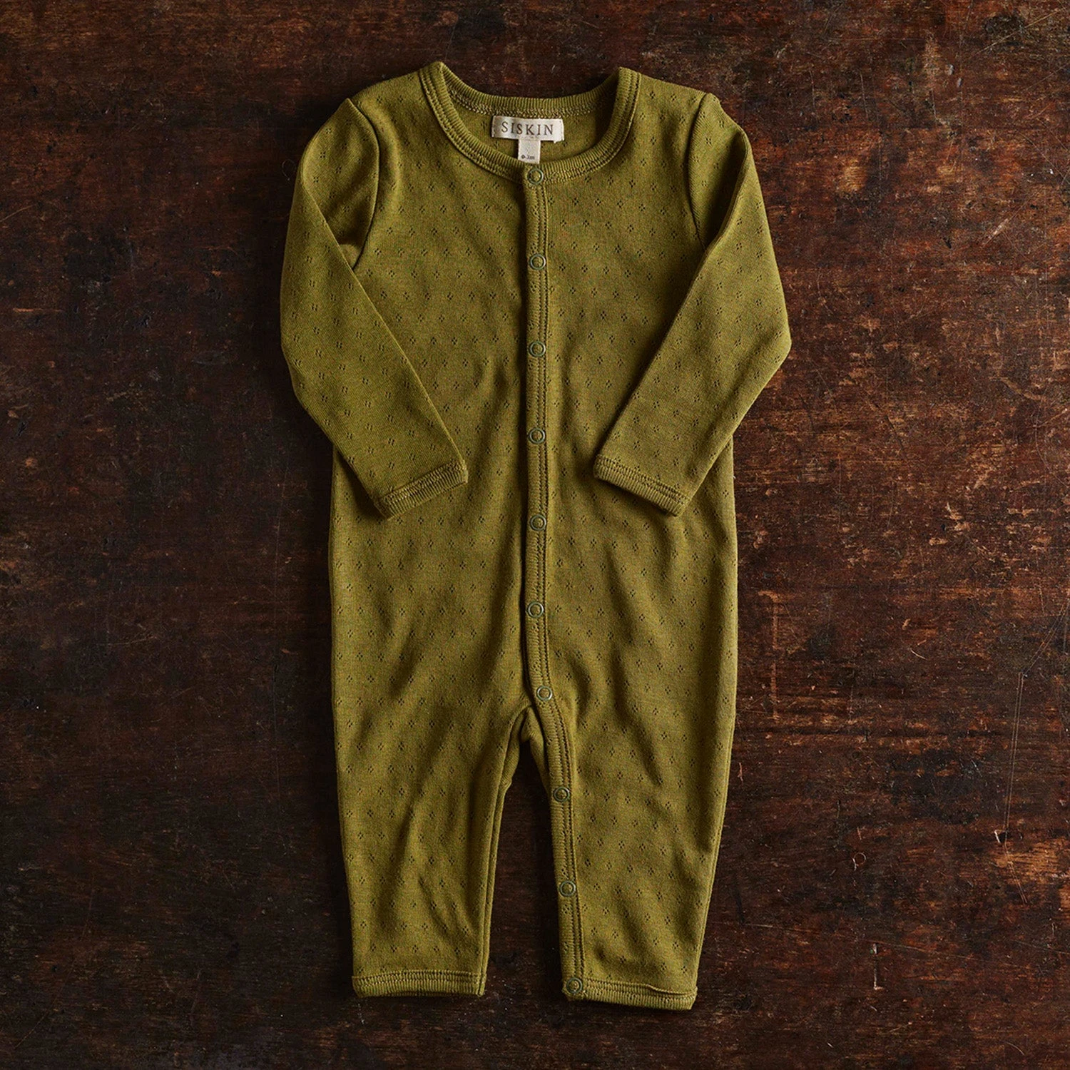 Stork Baby Pyjamas - Cotton Pointelle - Olive 3 Stork Baby Pyjamas - Cotton Pointelle - Olive