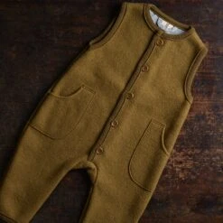 Baby & Kids Earth Playsuit - Boiled Merino Wool - Gold -Mama Owl MAMAOWL SISKIN DISANA SLEEVELESS OVERALL GOLD 270
