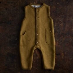 Baby & Kids Earth Playsuit - Boiled Merino Wool - Gold -Mama Owl MAMAOWL SISKIN DISANA SLEEVELESS OVERALL GOLD 347