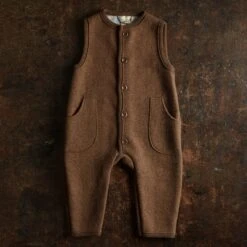 Baby & Kids Earth Playsuit - Boiled Merino Wool - Hazelnut -Mama Owl MAMAOWL SISKIN DISANA SLEEVELESS OVERALL HAZELNUT 319