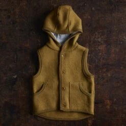 Baby & Kids Wind Vest - Boiled Merino Wool - Gold -Mama Owl MAMAOWL SISKIN DISANA SLEEVELESS VEST GOLD 358