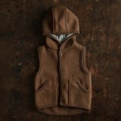 Baby & Kids Wind Vest - Boiled Merino Wool - Hazelnut -Mama Owl MAMAOWL SISKIN DISANA SLEEVELESS VEST HAZELNUT 336