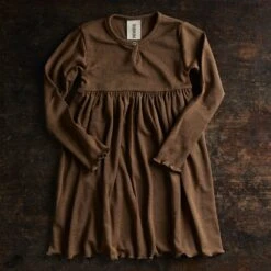 Ibis Baby & Kids Dress - Merino Wool & Silk - Almond -Mama Owl MAMAOWL SISKIN IBIS ALMOND 287