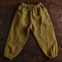 Linden Trousers - Linen - Olive -Mama Owl MAMAOWL SISKIN LINEN LindenTrousers Linen Olive 040