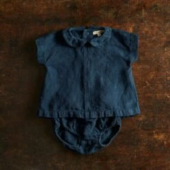 Alder Baby Tunic Top - Linen - Midnight -Mama Owl MAMAOWL SISKIN TUNIC BLOOMERS 001 c273b1a3 617c 45c1 974a b3657c64a7f0