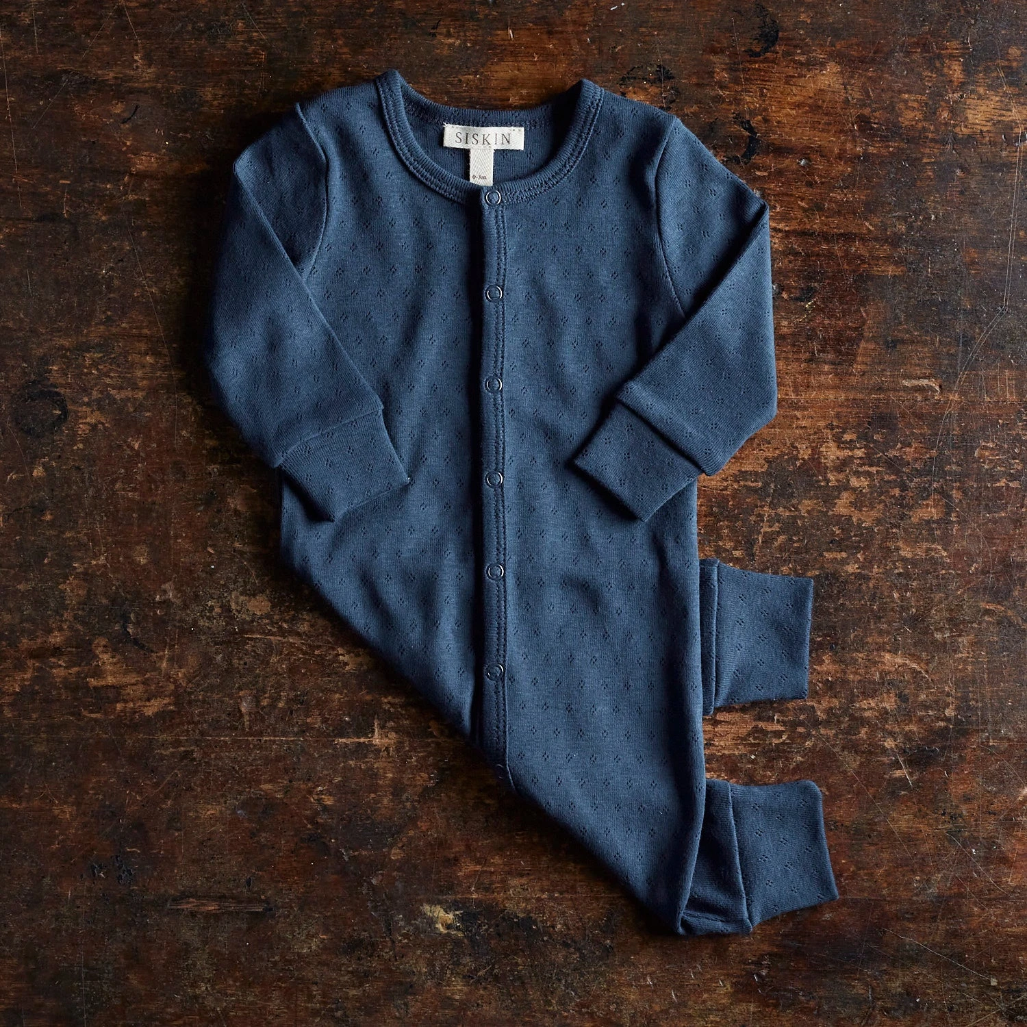 Stork Baby Pyjamas - Cotton Pointelle - Midnight 7 Stork Baby Pyjamas - Cotton Pointelle - Midnight - Image 5