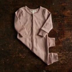 Stork Baby Pyjamas - Cotton Pointelle - Peony -Mama Owl MAMAOWL Siskin Peony Baby Stock Pyjamas 002