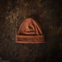 Rook Baby Beanie - Merino Wool & Silk - Deep Rust