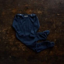 Kea Baby Pyjamas - Merino Wool & Silk - Night Ocean