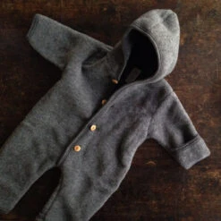 Pipit Baby & Kids Suit - Merino Wool Fleece - Slate -Mama Owl MamaOwl SISKIN Slate Wool fleece Pipit Overall IMG 9828