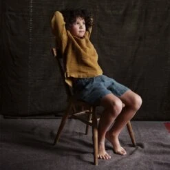 Rowan Shorts - Linen - Storm -Mama Owl Mamaowl SISKIN Spring Larchshirt Linen Cumin RowanShorts Linen Storm 245592