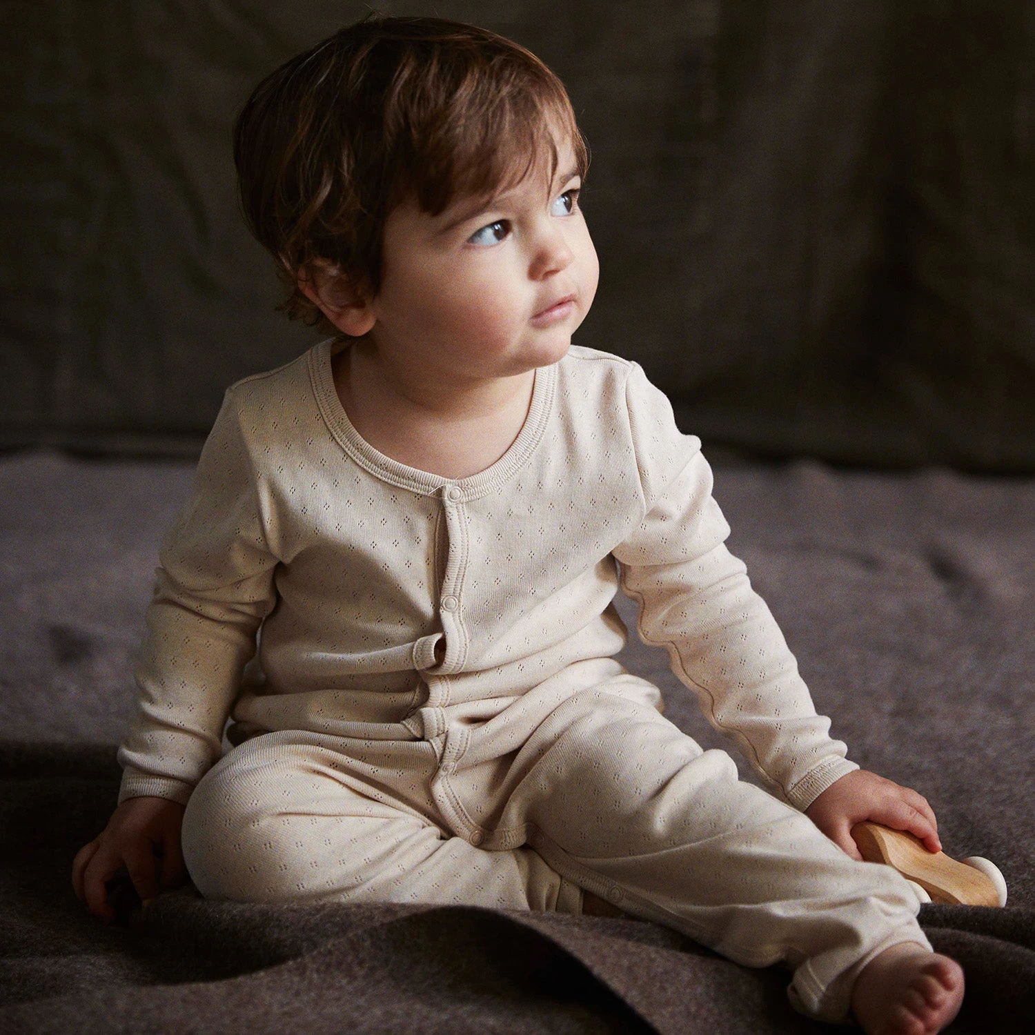 Stork Baby Pyjamas - Cotton Pointelle - Shell 3 Stork Baby Pyjamas - Cotton Pointelle - Shell