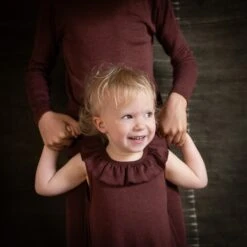 Wren Dress - Merino Wool & Silk - Fig -Mama Owl Mamaowl siskin WrenDress MerinoWool Silk Fig fig 0046