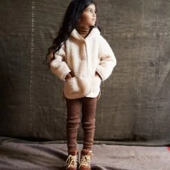 Otter Jacket - Wool Teddy Fleece - Oatmeal -Mama Owl Mamaowl siskin otter jacket oatmeal Mamaowl Sept230355