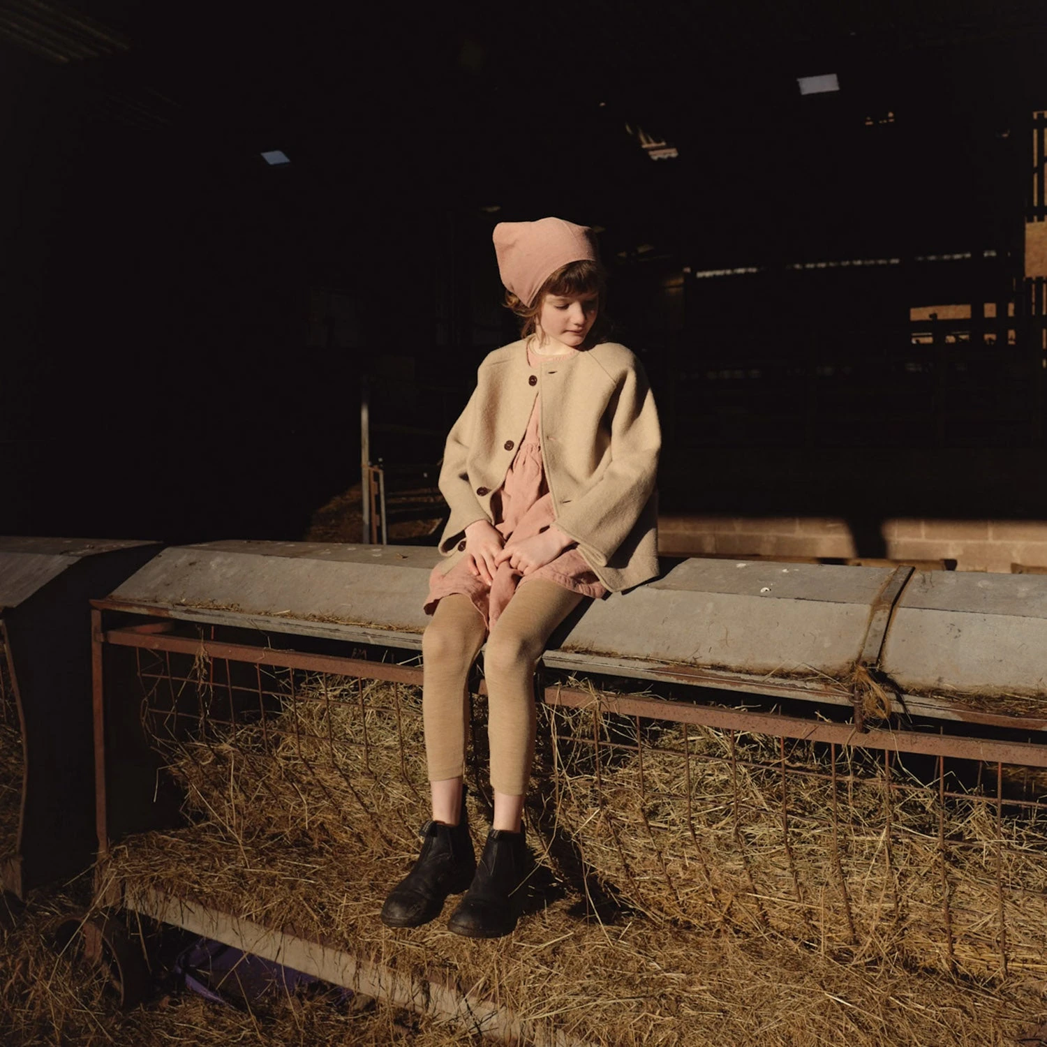 Swan Baby & Kids Scarf - Linen - Peony 4 Swan Baby & Kids Scarf - Linen - Peony - Image 2