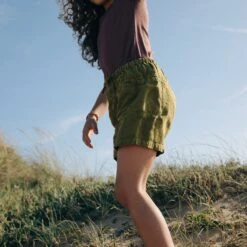 Rowan Shorts - Linen - Olive -Mama Owl mamaowl siskin SmewTop CottonPointelle Damson RowanShorts Linen Olive linen 8293
