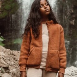 Kite Jacket - Merino Wool Fleece - Deep Rust 15 Kite Jacket - Merino Wool Fleece - Deep Rust -Mama Owl mamaowl siskin by engel wool silk sandstorm fleece rust image00023