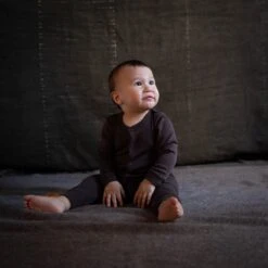 Stork Baby Pyjamas - Merino Wool - Bark -Mama Owl mamaowl siskin stork bark siskin 231099