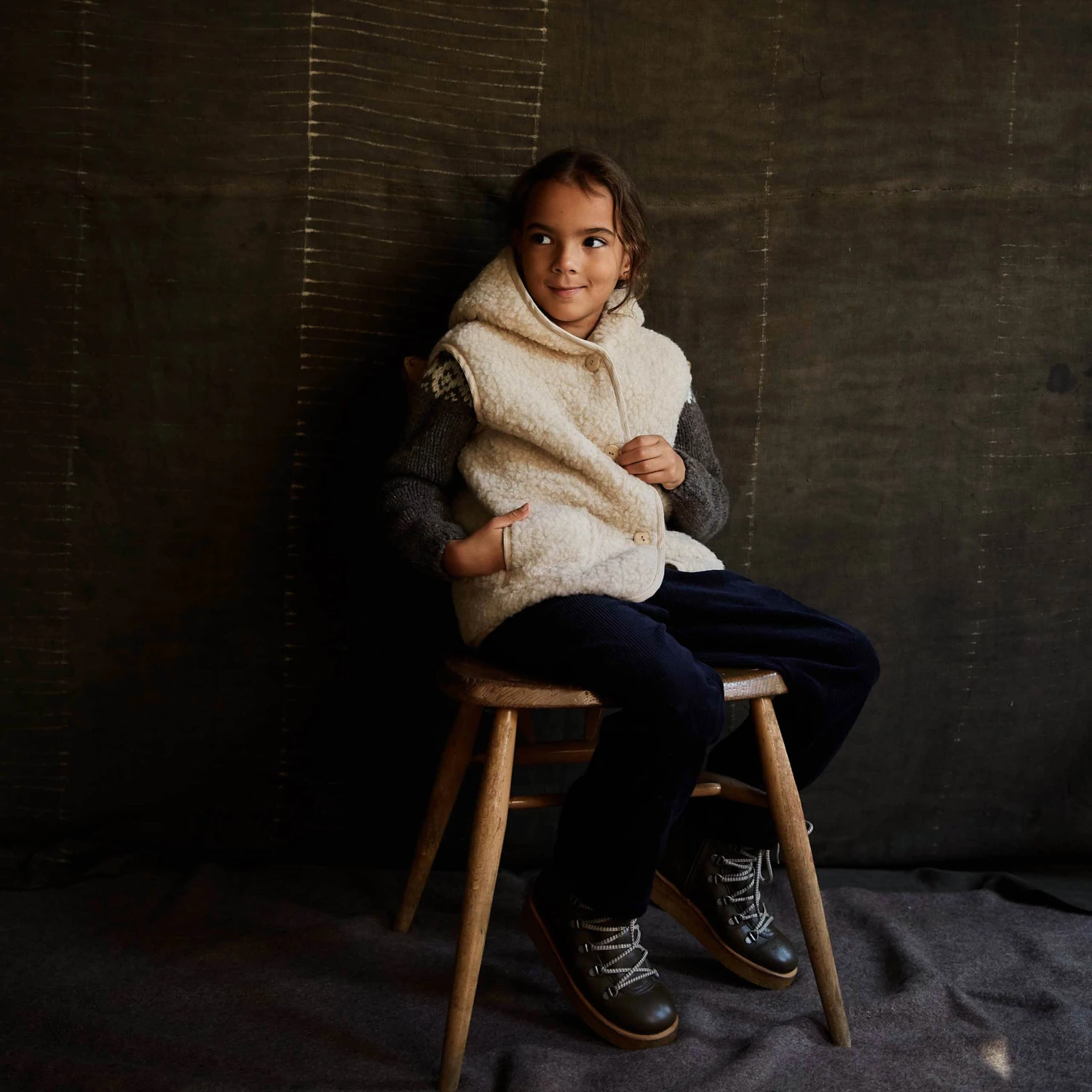 Badger Vest - Wool Teddy Fleece - Oatmeal 3 Badger Vest - Wool Teddy Fleece - Oatmeal