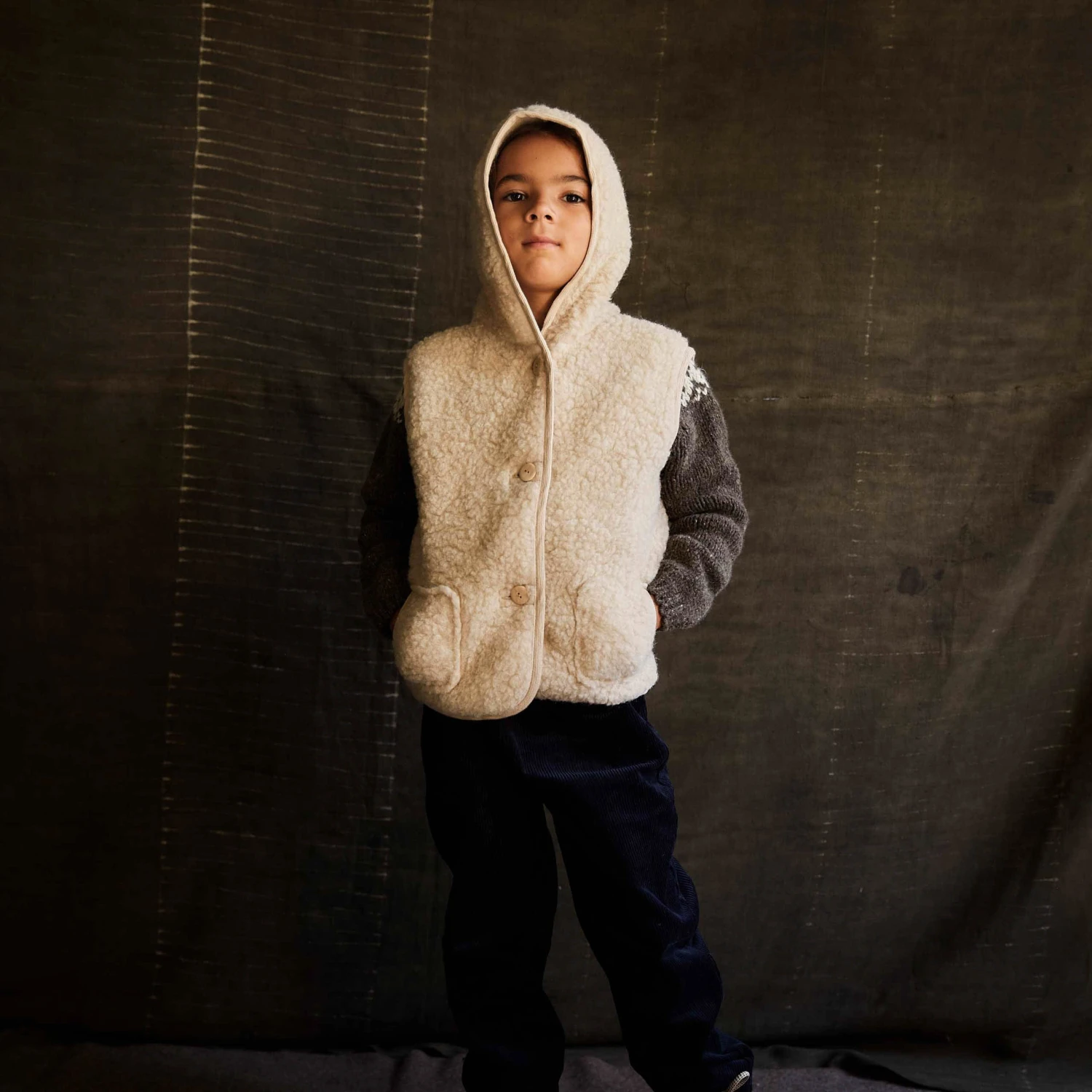 Badger Vest - Wool Teddy Fleece - Oatmeal 6 Badger Vest - Wool Teddy Fleece - Oatmeal - Image 4