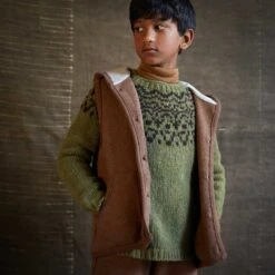 Baby & Kids Wind Vest - Boiled Merino Wool - Hazelnut -Mama Owl mamaowl siskin isle sweater ivy wind vest hazelnut 0907 8