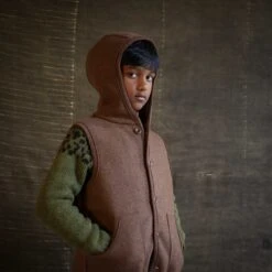 Baby & Kids Wind Vest - Boiled Merino Wool - Hazelnut -Mama Owl mamaowl siskin isle sweater wind vest hazelnut 0907 3