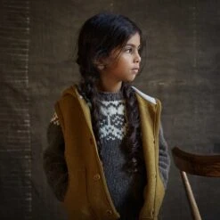 Baby & Kids Wind Vest - Boiled Merino Wool - Gold -Mama Owl mamaowl siskin norse sweater granite wind vest gold 0907 1