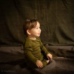 Robin Baby Body - Merino Wool & Silk - Seaweed -Mama Owl seaweed merino siskin 4214