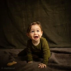 Robin Baby Body - Merino Wool & Silk - Seaweed -Mama Owl seaweed merino siskin 4238