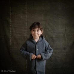 Tinker Baby & Kids Jacket - Merino Wool Fleece - Slate -Mama Owl slate merino siskin 3688